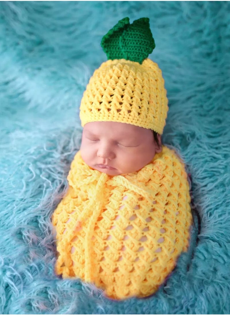 Generic Newborn Photography Open Knit Sleeping Bag & Hat  - Image 1