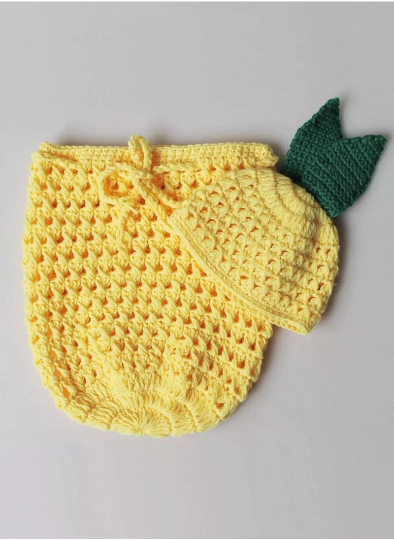 Generic Newborn Photography Open Knit Sleeping Bag & Hat  - Image 3