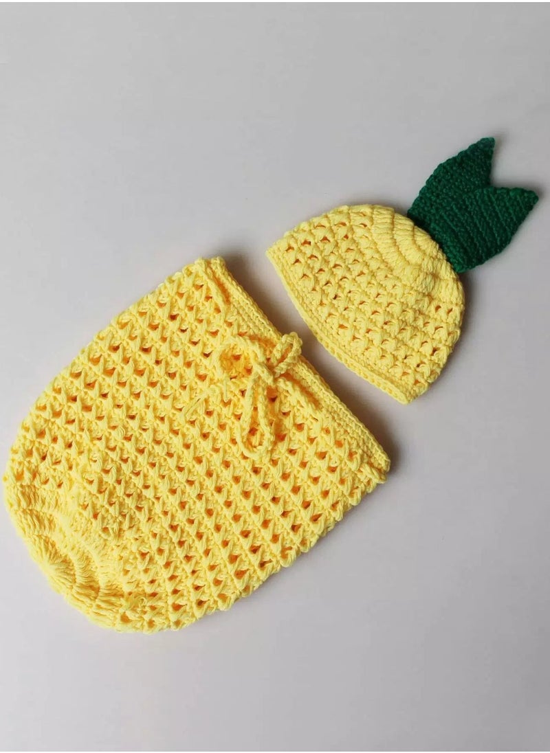 Generic Newborn Photography Open Knit Sleeping Bag & Hat  - Image 2
