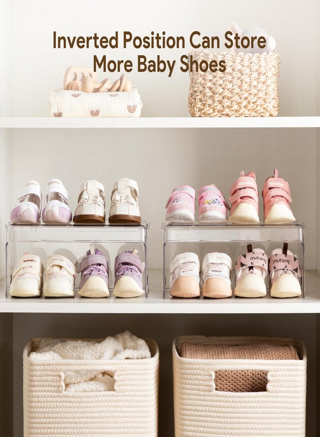 HBlife Clear Acrylic Kids Shoe Rack Baby Toddler Shoe Storage Organizer for Closet Floor Entryway Bedroom, 4 Tier Stackable Small Shoe Rack Shelf Display Stand - Image 5