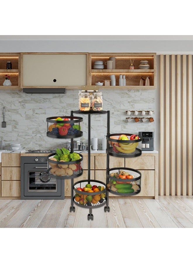 Tradeo 5-Layer Round Rotating Kitchen Storage Rack – Multi-Purpose Fruit & Vegetable Basket Organizer for Kitchen, Living Room & Bathroom - Image 3