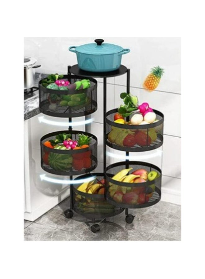 Tradeo 5-Layer Round Rotating Kitchen Storage Rack – Multi-Purpose Fruit & Vegetable Basket Organizer for Kitchen, Living Room & Bathroom - Image 1