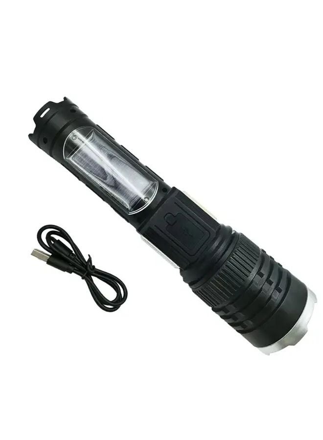Portable LED Flashlight Multiple Light Modes Solar Type C Charging ABS Material - Image 1