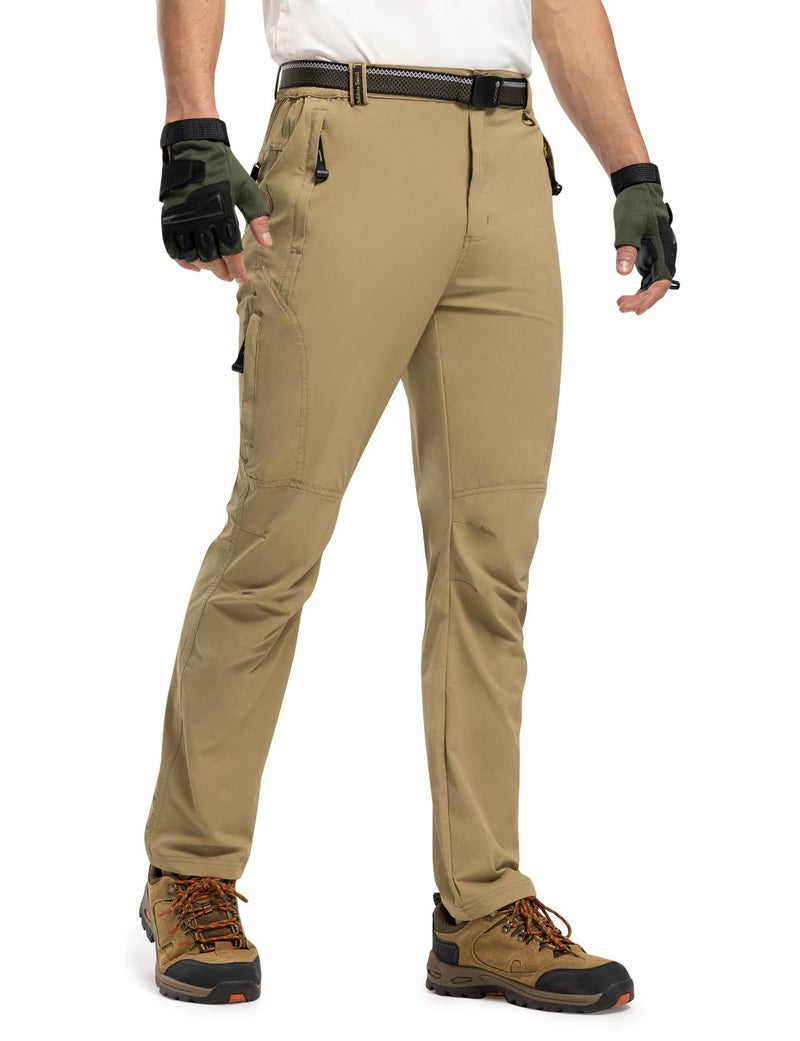 TBMPOY Men's Windproof Waterproof Athletic Pants for Outdoor Work Hiking Breathable Pants Thin Khaki XL - Image 3