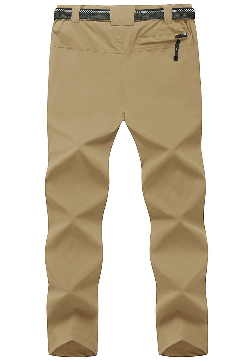 TBMPOY Men's Windproof Waterproof Athletic Pants for Outdoor Work Hiking Breathable Pants Thin Khaki XL - Image 2