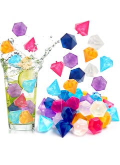 KASTWAVE KASTWAVE 48 Pack Reusable Ice Cubes, Diamond Shape Reusable Frozen Ice Cubes, Plastic Squares for Drinks like Whiskey, Wine or Beer, to keep your Drink Cold Longer (multiple colour)  - Image 1