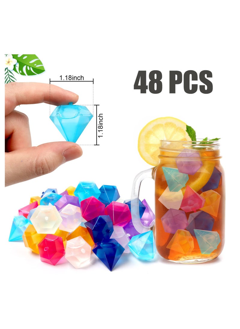 KASTWAVE - KASTWAVE 48 Pack Reusable Ice Cubes, Diamond Shape Reusable Frozen Ice Cubes, Plastic Squares for Drinks like Whiskey, Wine or Beer, to keep your Drink Cold Longer (multiple colour) - Image 1