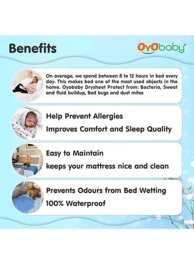 OYO BABY شريحة فليس مضادة للتكتل فائقة الامتصاص جافة فورية لحماية سرير الطفل، شريحة مقاومة للماء، حجم صغير 50X70 سم، عبوة من 3، لون وردي سالمون، أزرق ملكي و خوخي - Image 3