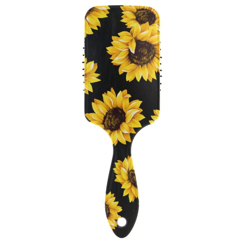 Sunflower Black Hair Brush for Wet  Dry Hair Grip Soft Bristles for Anti Static  Frizz Air Cushion Comb for Women Girls