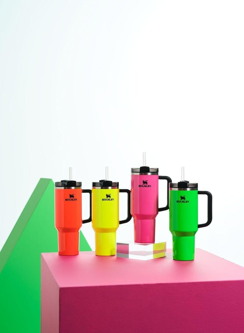 Stanley Quencher H2.0 FlowState Stainless Steel Vacuum Insulated Tumbler with Lid and Straw for Water, Iced Tea or Coffee,Neon Green,40oz