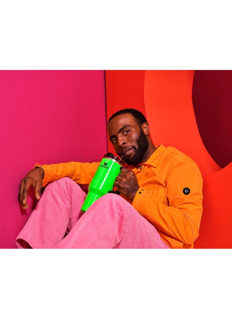 Stanley Quencher H2.0 FlowState Stainless Steel Vacuum Insulated Tumbler with Lid and Straw for Water, Iced Tea or Coffee,Neon Green,40oz