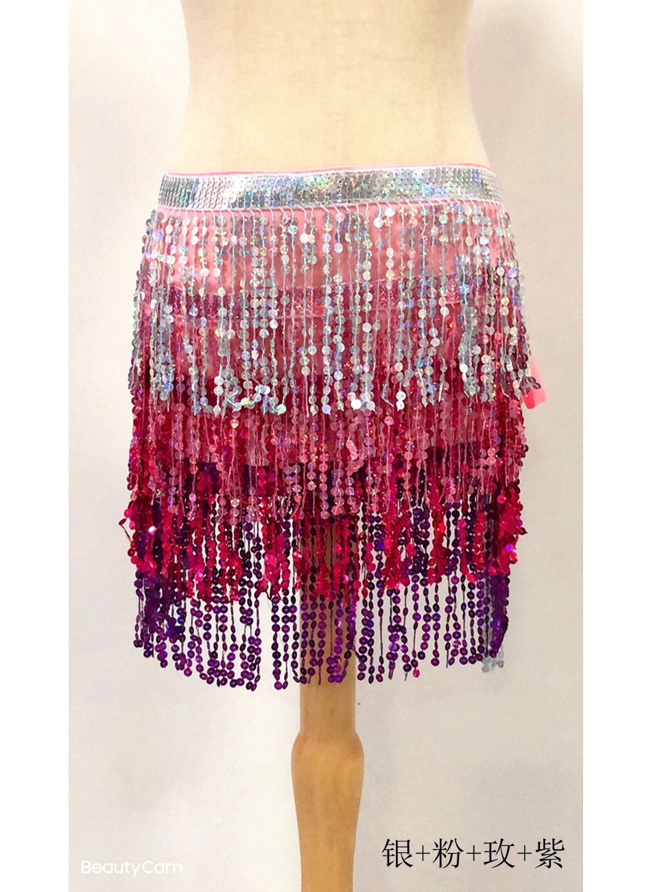 Generic - Halloween Belly Dance Costume with Sequins Fringe Pink + Black + Pink + Black - Image 1