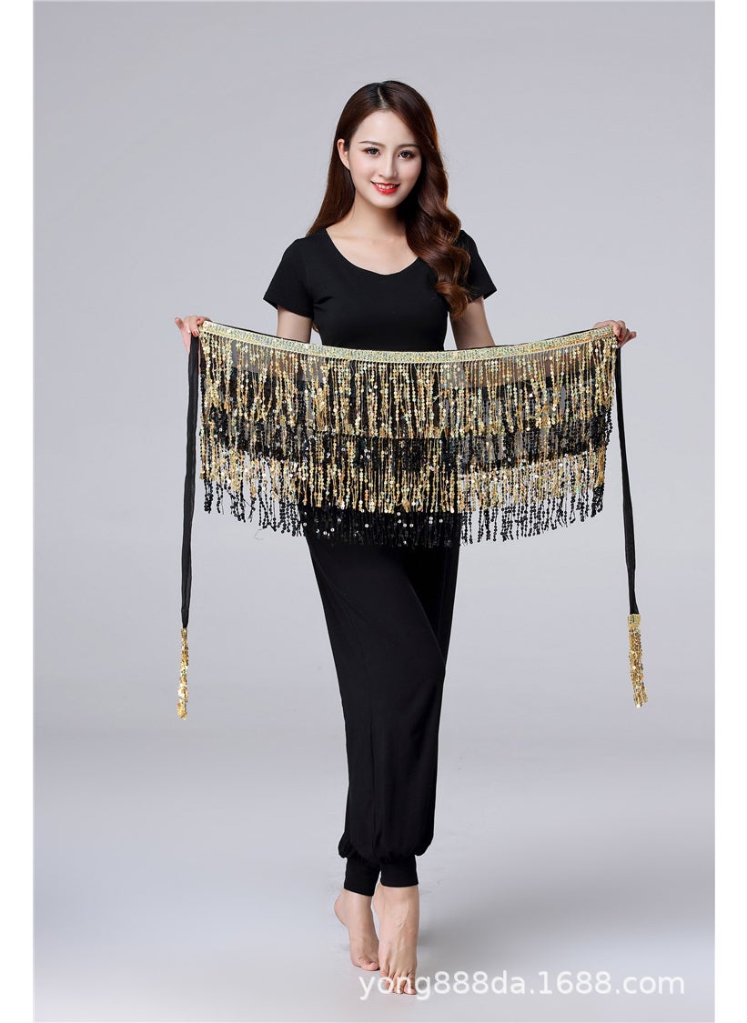 Generic - Halloween Belly Dance Costume with Sequins Fringe Pink + Black + Pink + Black - Image 1
