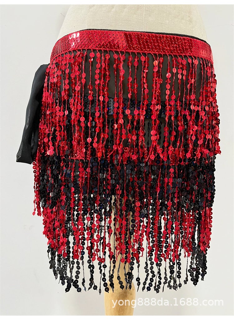 Generic - Halloween Belly Dance Costume with Sequins Fringe Pink + Black + Pink + Black - Image 1