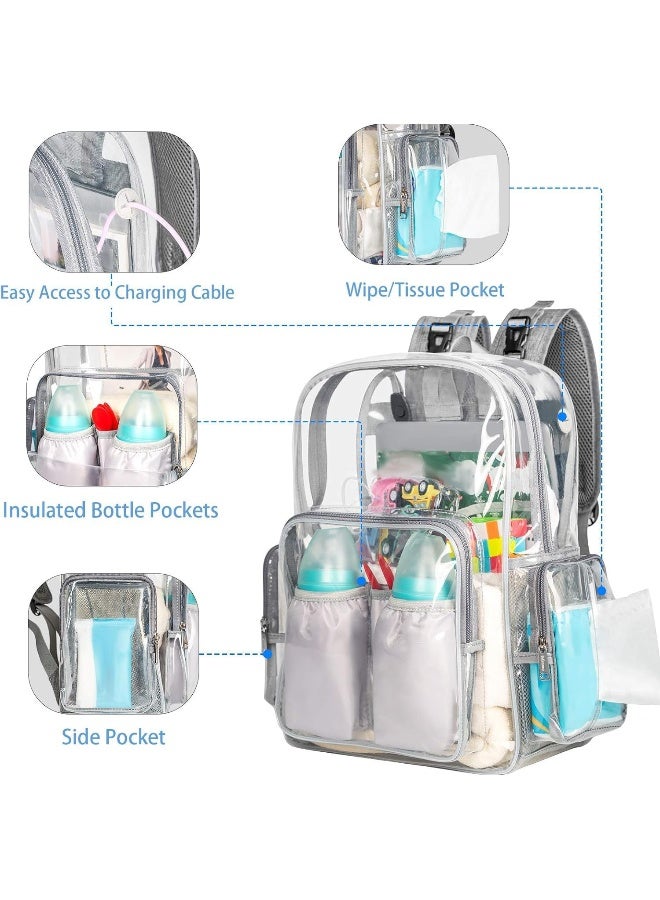 Mancro Diaper Bag Backpack, Clear Baby Bag Heavy Duty Transparent Backpack - Image 2