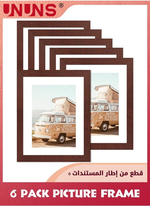 4x6 Picture Frame,Set Of 6 Modern Style Wood Composite Frame,Walnut Wooden 4x6 Small Frames,Real Tcollage Picture Frames 4x6 For Home Decor Best Gift