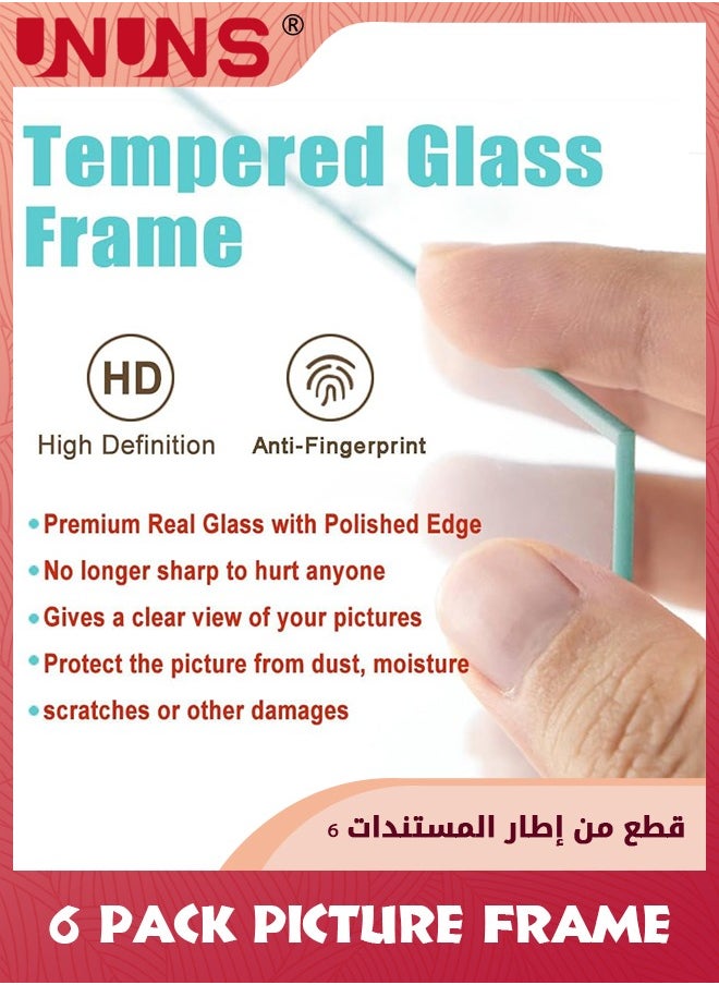UNUNS إطار صورة 4 × 6، مجموعة من 6 إطارات خشبية مركبة على الطراز الحديث، إطارات صغيرة من خشب الجوز 4 × 6، إطارات صور حقيقية 4 × 6 للديكور المنزلي أفضل هدية  - Image 4