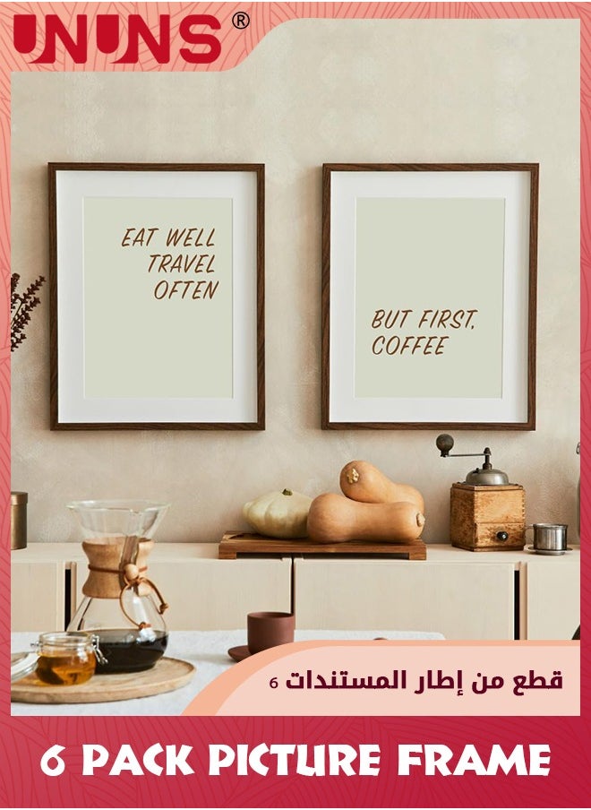 UNUNS إطار صورة 4 × 6، مجموعة من 6 إطارات خشبية مركبة على الطراز الحديث، إطارات صغيرة من خشب الجوز 4 × 6، إطارات صور حقيقية 4 × 6 للديكور المنزلي أفضل هدية  - Image 5
