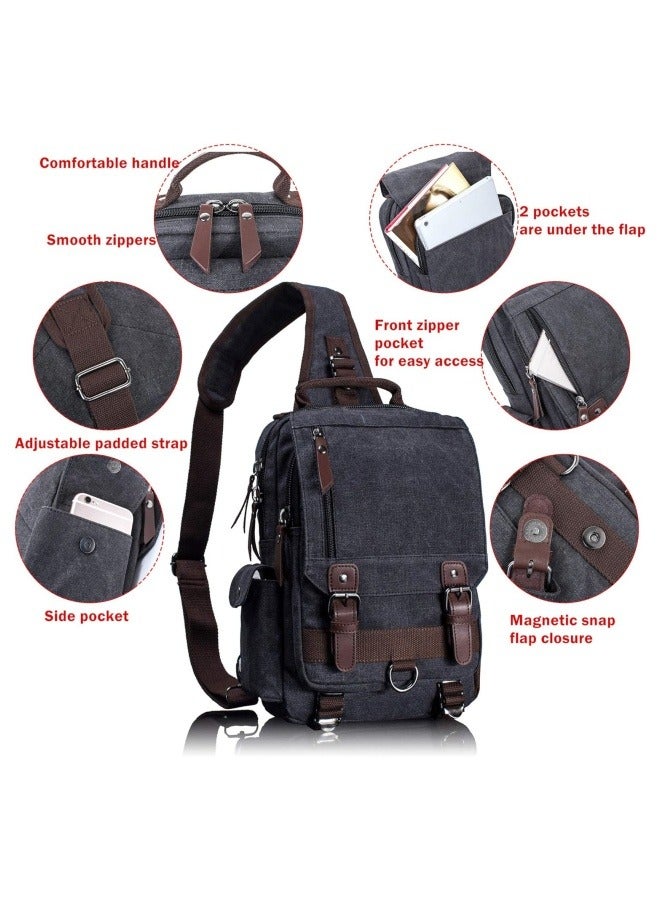 M MIAOYAN Men's and women's canvas backpacks casual fashion business commuter computer bags outdoor travel single and double shoulder bags  - Image 4