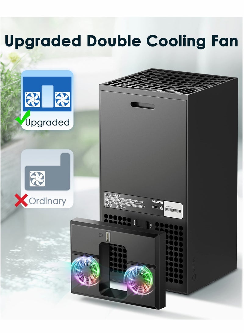 مروحة تبريد عمودية لجهاز Xbox Series X مزودة بقاعدة تعمل بالطاقة عبر USB مع إضاءة LED ملونة - Image 4