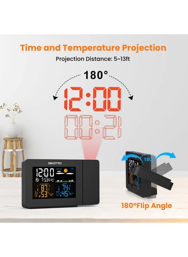 SMARTRO SC91 Projection Alarm Clock for Bedrooms with Weather Station, Wireless Indoor Outdoor Thermometer, Temperature Humidity Monitor Gauge Hygrometer - Image 3
