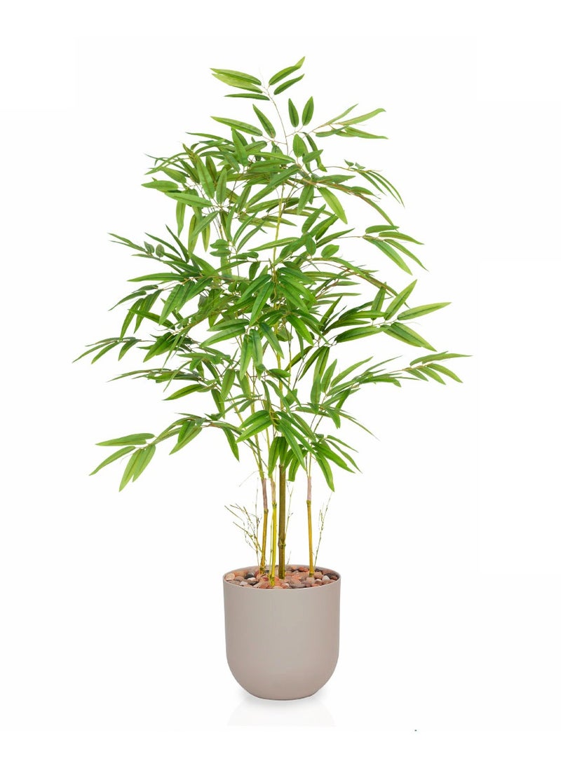 Alrassi Artificial Bamboo Plant – 125 cm Height with Elegant Pot and Pebbles – Perfect for Home and Office Décor  - Image 1