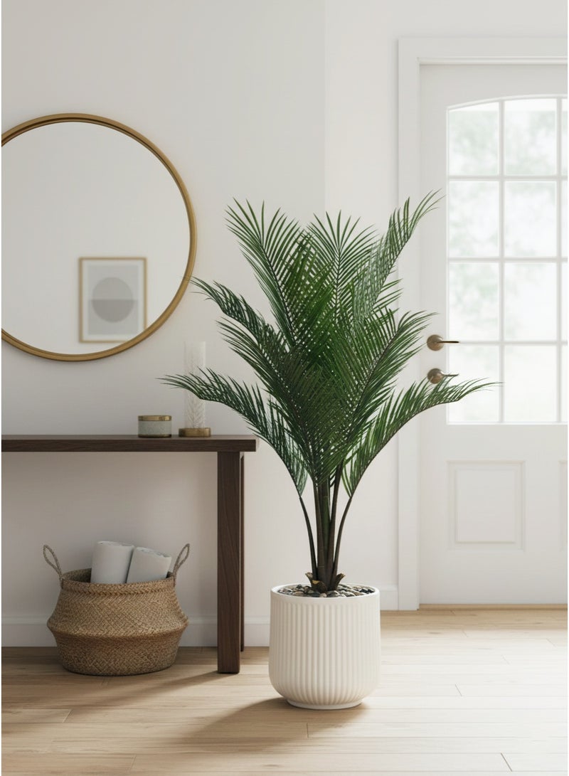 Alrassi Artificial Areca Tree with 7 Stems, 145 cm Height – Dense Palm Leaves with a Realistic Design and Elegant Plastic Pot for Indoor Décor - Image 3