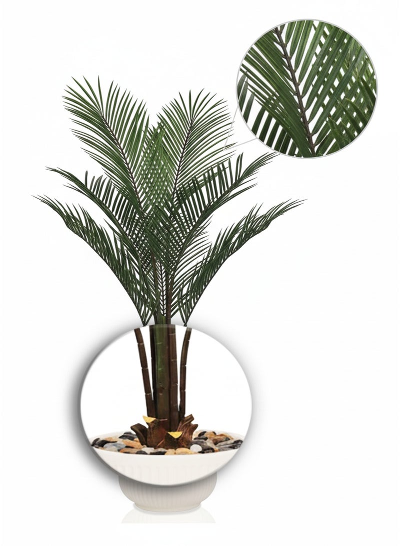 Alrassi Artificial Areca Tree with 7 Stems, 145 cm Height – Dense Palm Leaves with a Realistic Design and Elegant Plastic Pot for Indoor Décor - Image 4
