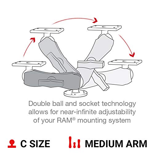 Ram Mounts Drill-Down Double Ball Mount for Humminbird Helix 5 RAM-202-153-202U with Medium Arm - Image 5