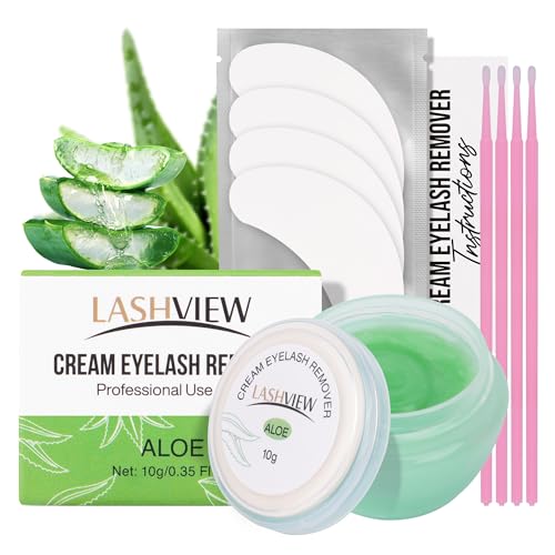 LASHVIEW Lash Glue Remover Cream Gentle Aloe Low Irritation Eyelash Remover Kit for Lash Extensions with Eye Patches Cotton Swabs10g - Image 1