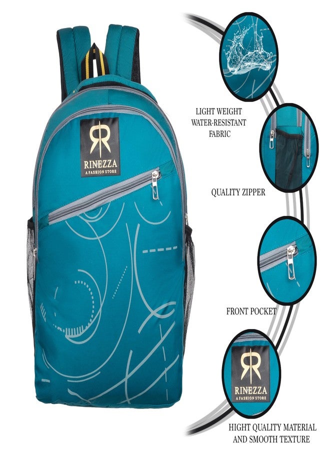RINEZZA Fashion Backpack with Geometric Pattern | Casual Day BackPack | Office & Travel Bag |School Bag| College Bag | Men & Women | Girl & Boy (Teal) - Image 3