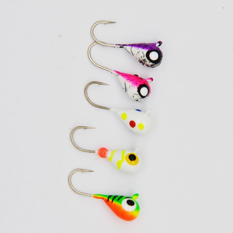 ALICHINO Ice Fishing Jig Set, 5pcs Tungsten Ice Jig Heads for Panfish & Crappie, Needle Point Hooks, 4MM Size - Image 5