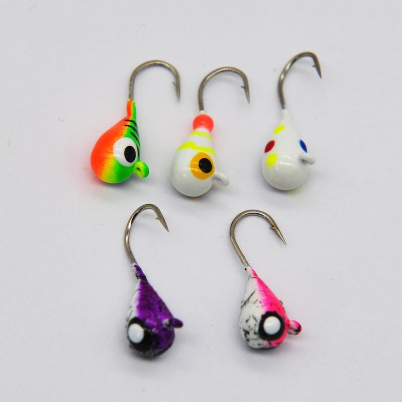 ALICHINO Ice Fishing Jig Set, 5pcs Tungsten Ice Jig Heads for Panfish & Crappie, Needle Point Hooks, 4MM Size - Image 3