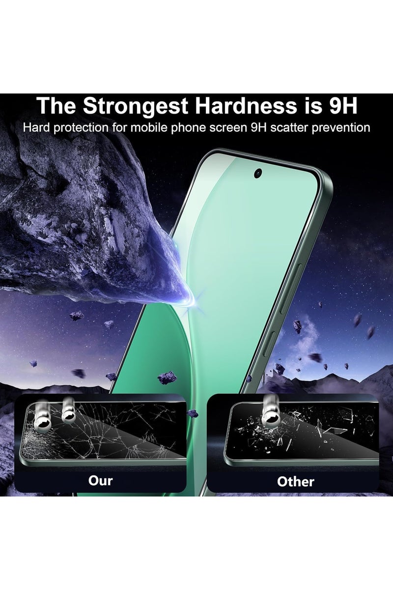 عام متوافق مع هاتف OPPO Reno14 F 5G - مجموعة 【2+2 قطعة】 من حامي الشاشة الزجاجي وحامي عدسة الكاميرا، زجاج مقوى بصلابة 9H، عالي الوضوح ومقاوم للخدوش. - Image 3