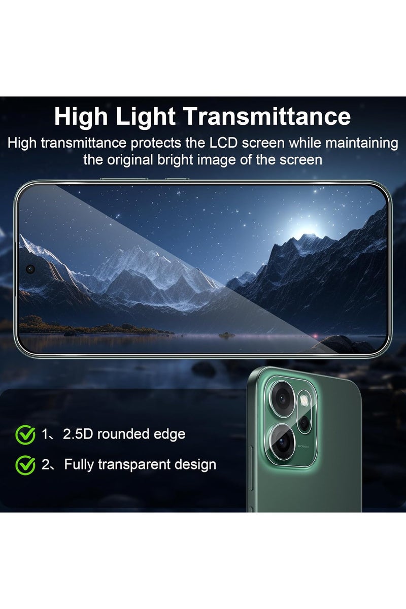 عام متوافق مع هاتف OPPO Reno14 F 5G - مجموعة 【2+2 قطعة】 من حامي الشاشة الزجاجي وحامي عدسة الكاميرا، زجاج مقوى بصلابة 9H، عالي الوضوح ومقاوم للخدوش. - Image 4