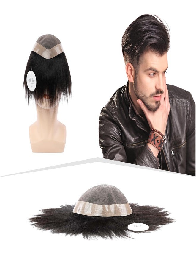Artello® PREMIUM MONO Smart Hair Patch for Men, Smooth Hair Wig in 100% Natural Human Hair, Easy Fit with Tape, Glue or Clips, 3D Premium Base (Colour: Natural Black) (7x5) - Image 1
