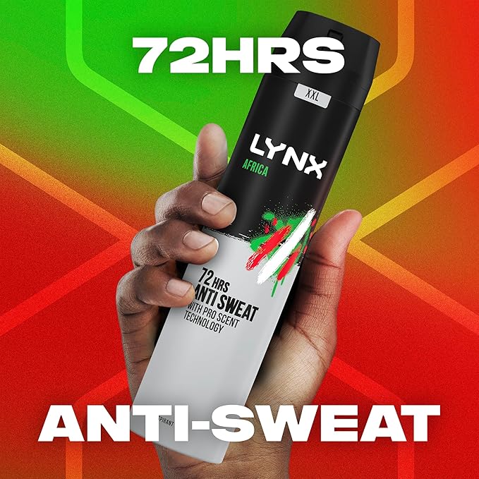 Lynx XXL Africa Antiperspirant Deodorant Spray 72hour protection against odour and wetness nofuss aerosol for allday freshness 250 ml - Image 3