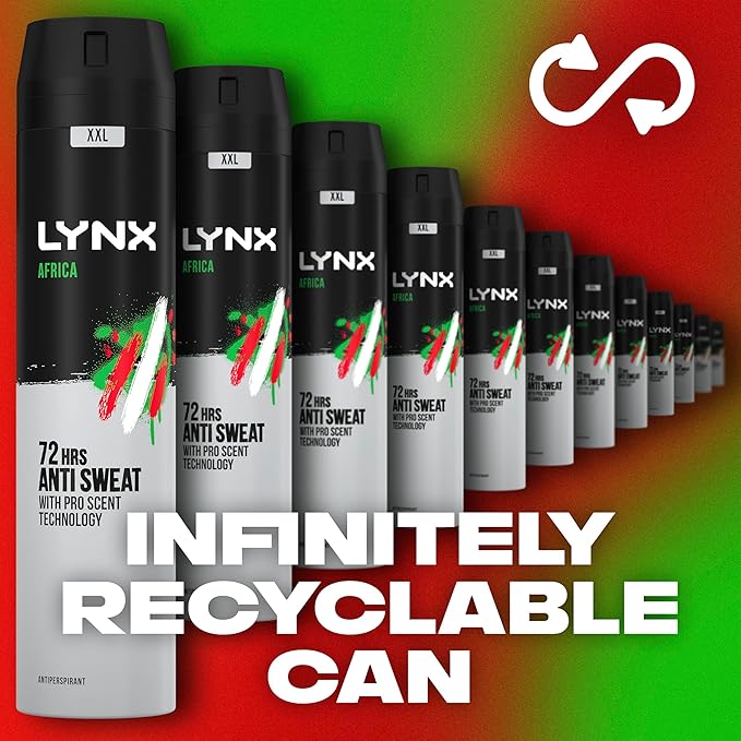 Lynx XXL Africa Antiperspirant Deodorant Spray 72hour protection against odour and wetness nofuss aerosol for allday freshness 250 ml - Image 5