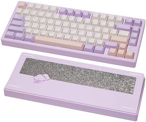 KEEBMONKEY WOBKEY Rainy 75 CNC Aluminum HMX/JWK/Cocoa Switches Triple-Mode Connectivity Mechanical Keyboard with Superior Acoustics, RGB/FR4/Silver SUS304/7000mAh/Cocoa Switch (Pro - Purple) - Image 1