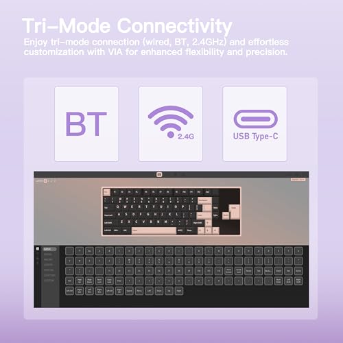 KEEBMONKEY WOBKEY Rainy 75 CNC Aluminum HMX/JWK/Cocoa Switches Triple-Mode Connectivity Mechanical Keyboard with Superior Acoustics, RGB/FR4/Silver SUS304/7000mAh/Cocoa Switch (Pro - Purple) - Image 5