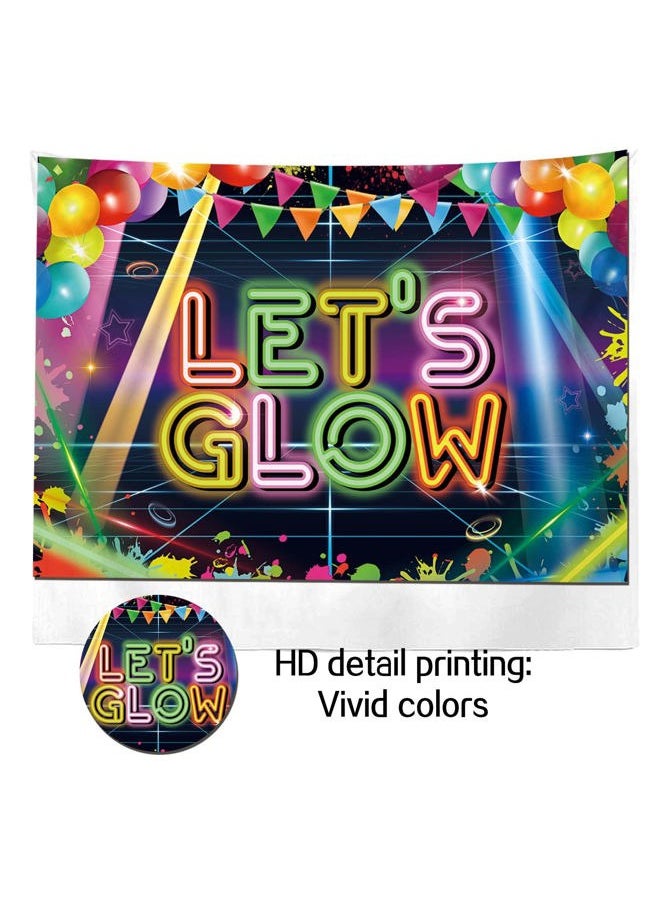 Messen Let's Glow Neon Party Photography Backdrop 7x5ft Splatter Photo Background for Hip Hop Birthday Party Decoration Banner  - Image 3