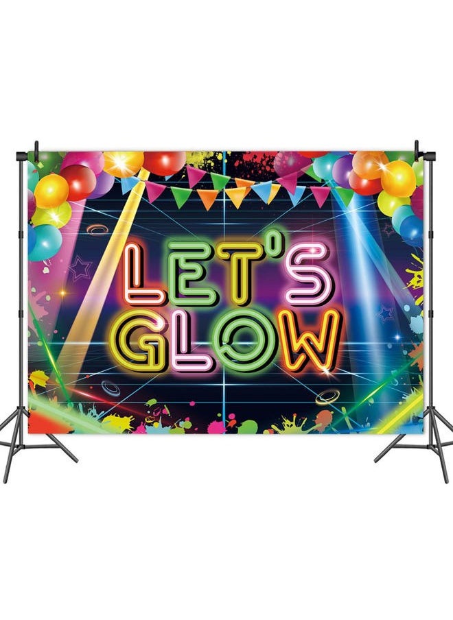 Messen Let's Glow Neon Party Photography Backdrop 7x5ft Splatter Photo Background for Hip Hop Birthday Party Decoration Banner  - Image 4