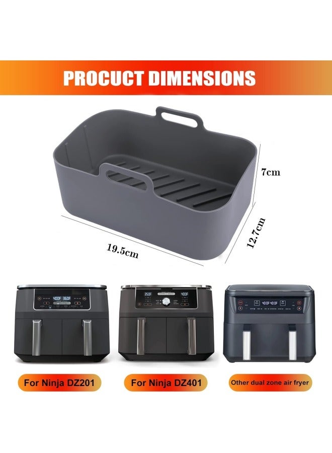 Rectangular Silicone Baking Tray Handle Food Grade High Temperature Resistant Baking Air Fryer Special Tools Wholesale-Specifications:195*125 * 70mm 2mm Thickness-Color:Gray 2 Pack  - Image 3