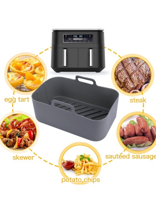 Rectangular Silicone Baking Tray Handle Food Grade High Temperature Resistant Baking Air Fryer Special Tools Wholesale-Specifications:195*125 * 70mm 2mm Thickness-Color:Gray 2 Pack  - Image 2