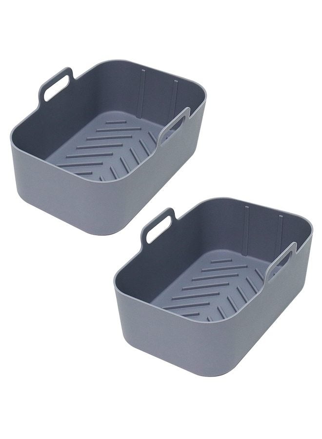 Rectangular Silicone Baking Tray Handle Food Grade High Temperature Resistant Baking Air Fryer Special Tools Wholesale-Specifications:195*125 * 70mm 2mm Thickness-Color:Gray 2 Pack  - Image 5