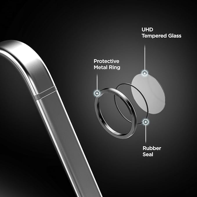 POPIO Camera Lens Protector For iPhone Air (Black), 1 Set, with Easy Installation Kit - Image 4