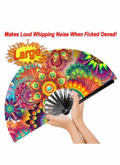 Excefore Rave Fan  Pride Fan and Festival Fan Large Folding Fan for Raves EDM Burlesque Pride Outfits for Women Men Festival Accessories Clack Fan Hand Fan  - Image 4