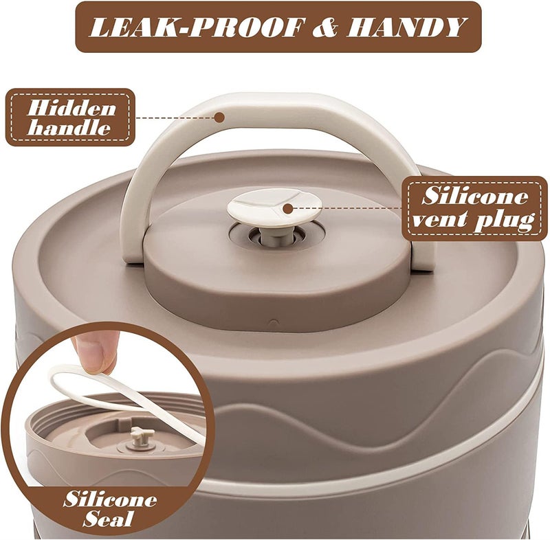 daiDokoro stainless steel 4 Insulated Container Lunch Box Set with Thermal Bag Cutlery for StudentsOfficeCollegePicnic Brown 2500 ML - Image 3