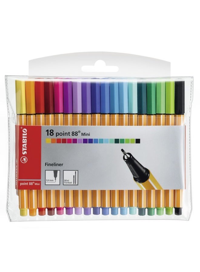 Stabilo Point 88 Mini Fineliner 18 Pieces Set, Multicolor - Image 1