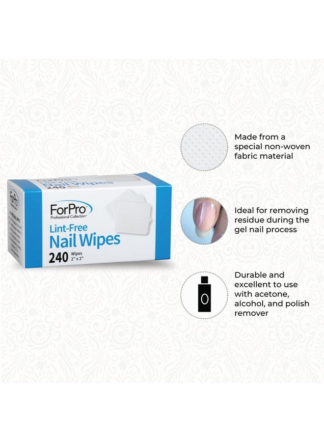 فوربرو بروفيشنال كوليكشن Lintfree مناديل أظافر 2 × 2 مناديل أظافر من القماش غير المنسوج لإزالة طلاء الأظافر، أبيض، 240 قطعة - Image 5